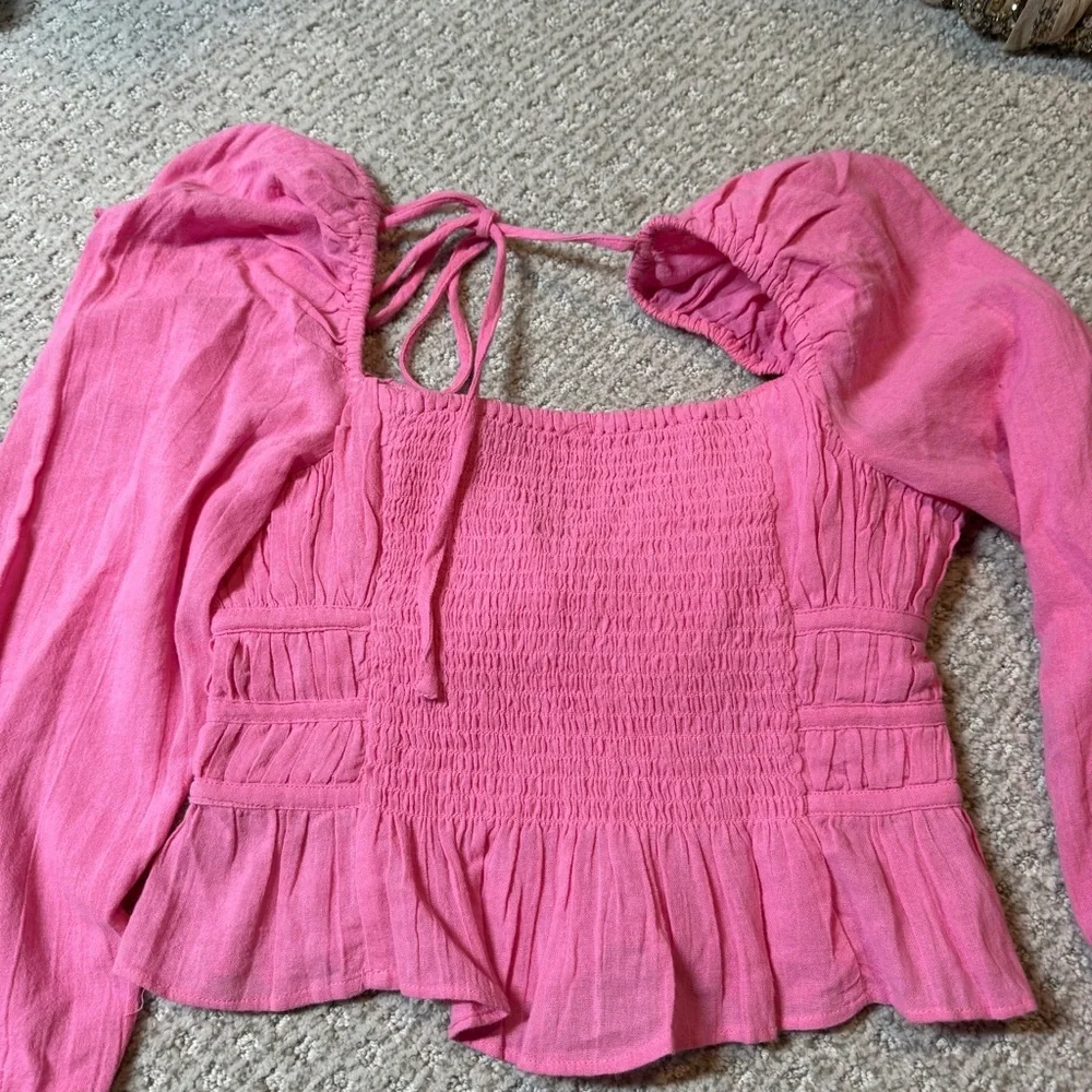 With tags Free People Chloe‎ Puff Sleeve Blouse M Pink